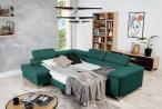 Nowoczesny butelkowozielony narożnik na chromowanych nóżkach Eridano 275x202 cm Matt Velvet 75 lewy