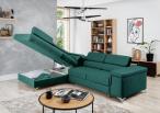 Nowoczesny butelkowozielony narożnik na chromowanych nóżkach Eridano 275x202 cm Matt Velvet 75 lewy