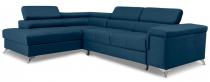 Granatowy welurowy matowy narożnik z regulowanymi zagłówkami Eridano 275x202 cm Matt Velvet 79 lewy