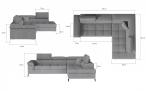 Żółty nowoczesny narożnik matowy welur Eridano 275x202 cm Matt Velvet 48 lewy