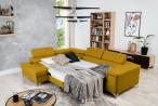 Żółty nowoczesny narożnik matowy welur Eridano 275x202 cm Matt Velvet 48 lewy
