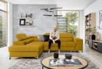 Żółty nowoczesny narożnik matowy welur Eridano 275x202 cm Matt Velvet 48 lewy