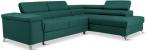 Ciemnozielona nowoczesna rogówka z ruchomymi zagłówkami Eridano 275x202 cm Matt Velvet 75 prawy