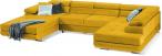 Żółty obszerny narożnik U do salonu Rodrigo 345x202cm prawy