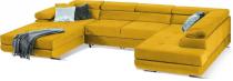Żółty obszerny narożnik U do salonu Rodrigo 345x202cm prawy