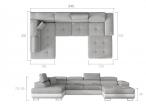 Duży welurowy narożnik u-kształtny Rodrigo 345x202 cm Kronos 09 prawy