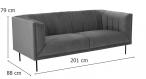 Ciemnozielona trzyosobowa sofa welurowa z przeszyciami Pasadena Actona