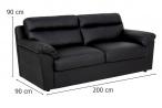 Dwuosobowa sofa skórzana czarna Moreno 146x90 cm