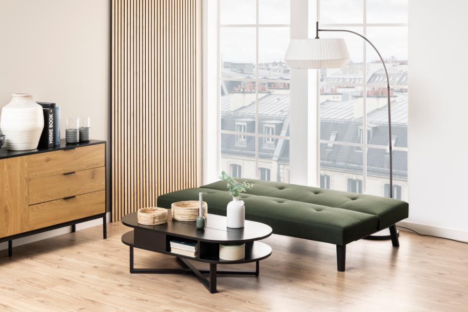rozłożona sofa ciemnozielona actona mimpi