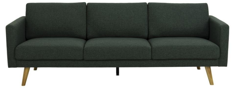 ciemnozielona sofa na nóżkach drewnianych