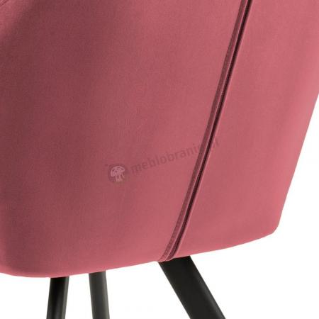 tył z suwakiem ozdobnym fotela kubełkowego koralowego Nora