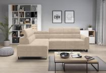 Beżowy nowoczesny wypoczynek do salonu Livio 249x184 cm Matt Velvet 08 lewy