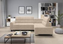 Beżowy narożnik nowoczesny z funkcją spania do salonu Livio 249x184 cm Matt Velvet 08 prawy