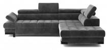 Szary narożnik welurowy Selva L 263x223 cm Matt Velvet 97 prawy