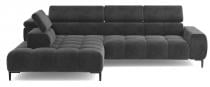 Kanapa narożna Plaza L z elektryczna regulacją siedziska Matt Velvet 97 ciemnoszara 300x216cm lewa