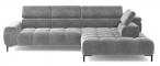 Sofa narożna Plaza L z elektryczną regulacją Matt Velvet 85 300x216cm jasnoszara prawa
