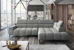 Sofa narożna Plaza L z elektryczną regulacją Matt Velvet 85 jasnoszara prawa