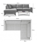 Narożnik Flavio Slim jasnoszary z funkcją spania 255x214cm lewy