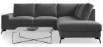Ciemnoszary narożnik Flavio Slim z funkcją spania 255x214cm prawy