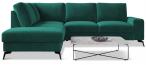 Zielony narożnik Flavio Slim z funkcją spania 255x214cm lewy