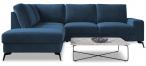 Granatowy narożnik Flavio Slim z funkcją spania 255x214cm lewy
