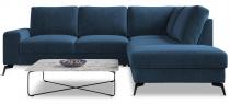 Granatowy narożnik Flavio Slim z funkcją spania 255x214cm prawy