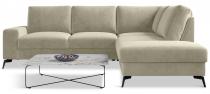 Beżowy narożnik Flavio Slim z funkcją spania 255x214cm prawy