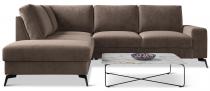 Brązowy narożnik Flavio Slim z funkcją spania 255x214cm lewy