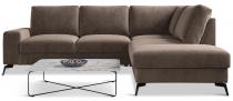 Brązowy narożnik Flavio Slim z funkcją spania 255x214cm prawy