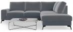 Welurowy narożnik z funkcją spania Flavio Slim jasnoszary 255x214cm prawy