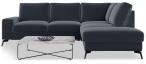 Welurowy narożnik z funkcją spania Flavio Slim ciemnoszary 255x214cm prawy