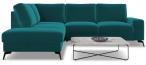 Welurowy narożnik z funkcją spania Flavio Slim turkusowy 255x214cm lewy