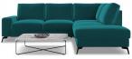 Welurowy narożnik z funkcją spania Flavio Slim turkusowy 255x214cm prawy