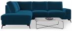 Welurowy narożnik z funkcją spania Flavio Slim granatowy 255x214cm lewy