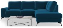 Welurowy narożnik z funkcją spania Flavio Slim granatowy 255x214cm prawy