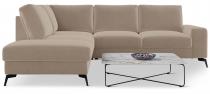 Welurowy narożnik z funkcją spania Flavio Slim beżowy 255x214cm lewy