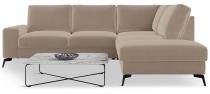 Welurowy narożnik z funkcją spania Flavio Slim beżowy 255x214cm prawy