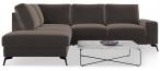 Welurowy narożnik z funkcją spania Flavio Slim brązowy 255x214cm lewy