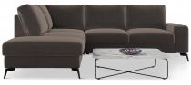Welurowy narożnik z funkcją spania Flavio Slim brązowy 255x214cm lewy