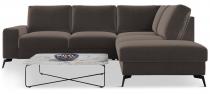 Welurowy narożnik z funkcją spania Flavio Slim brązowy 255x214cm prawy