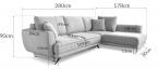 Ciemnoszary narożnik z funkcją spania 280x178 cm prawy Larde Solid 99