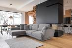 Beżowy narożnik rozkładany z pojemnikiem 280x178 cm lewy Larde Solid 09