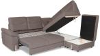 Beżowy narożnik z funkcją spania i pufą 268x230 cm Salsa trend Solar 16 prawy
