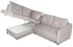 Srebrny narożnik z funkcją spania 246x183 cm Cento Letto 83 lewy