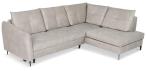 Jasny szary narożnik rozkładany z regulowanym oparciem 246x183 cm Cento Letto 83 prawy