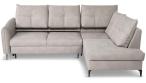 Jasny szary narożnik rozkładany z regulowanym oparciem 246x183 cm Cento Letto 83 prawy