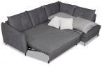 Antracytowy narożnik z funkcją spania 246x183 cm Cento Letto 97 prawy
