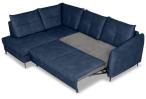 Granatowy narożnik rozkłądany z pikowanym oparciem 246x183 cm Cento Letto 79 lewy