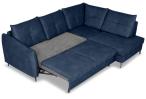 Granatowy narożnik rozkładany do salonu 246x183 cm Cento Letto 79 prawy