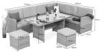 Meble ogrodowe obiadowe technorattan Cofete Dark Grey